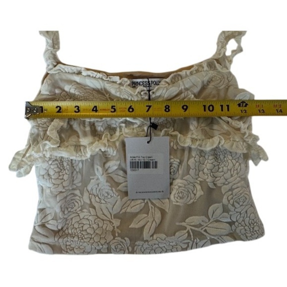 NWT Princess Polly Allise Frill Top Cream Lace Floral Ruffle Camisole Women US 6 - Picture 8 of 9
